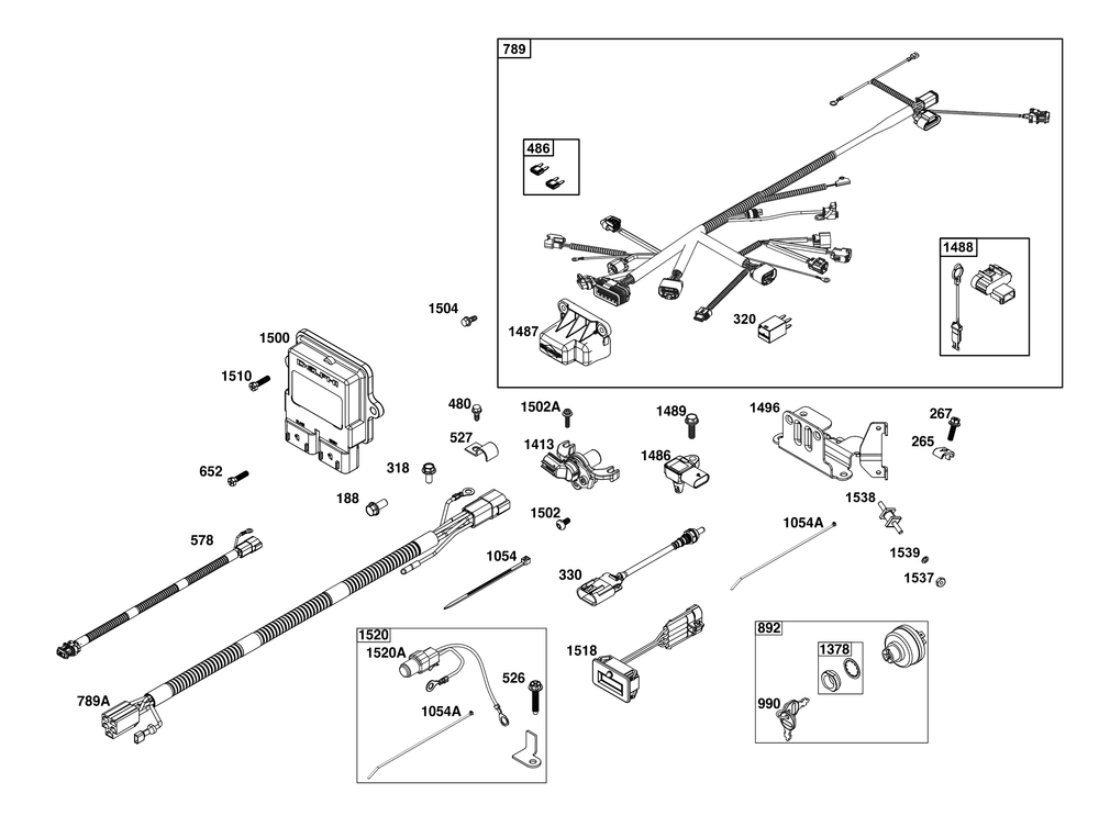 Controls Group Diagram and Parts List for 61E477-0015-J1 400000 - 699999 Briggs and Stratton Engine
